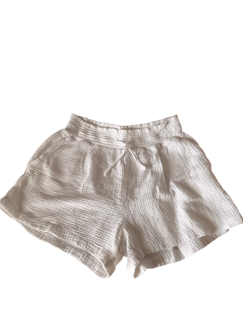 Just Living White Gauze High-Waist Drawstring Shorts